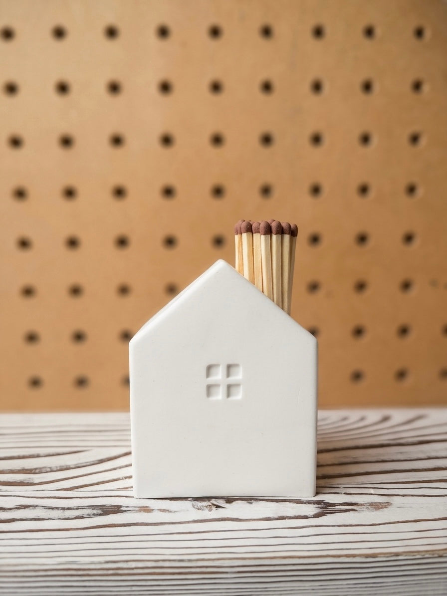 House shaped match stick holder