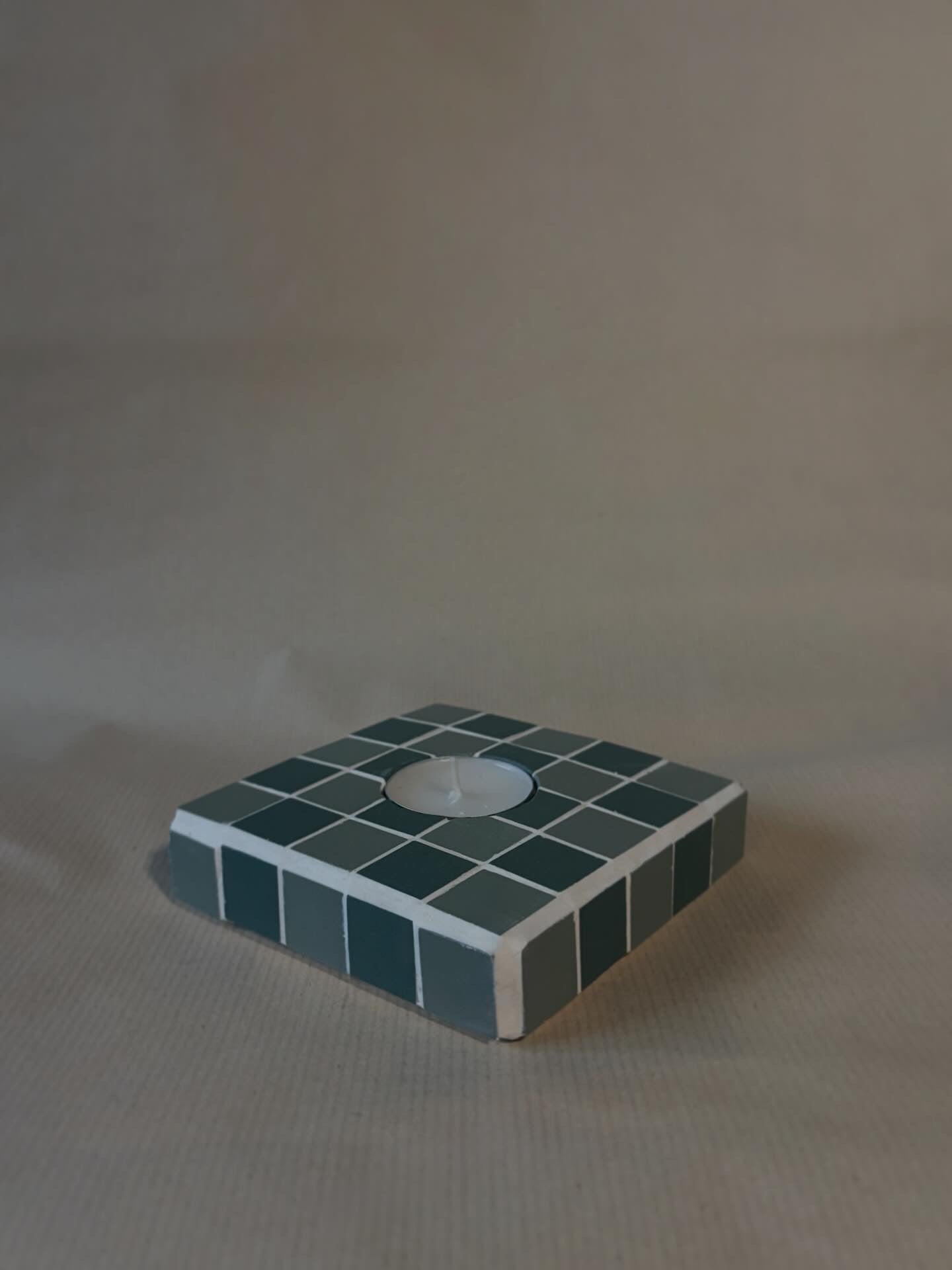 Reversible mosaic coaster-candle holder
