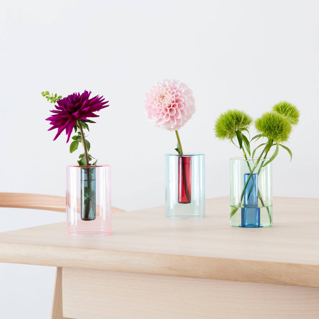 Reversible Glass Vase - Pink and Green
