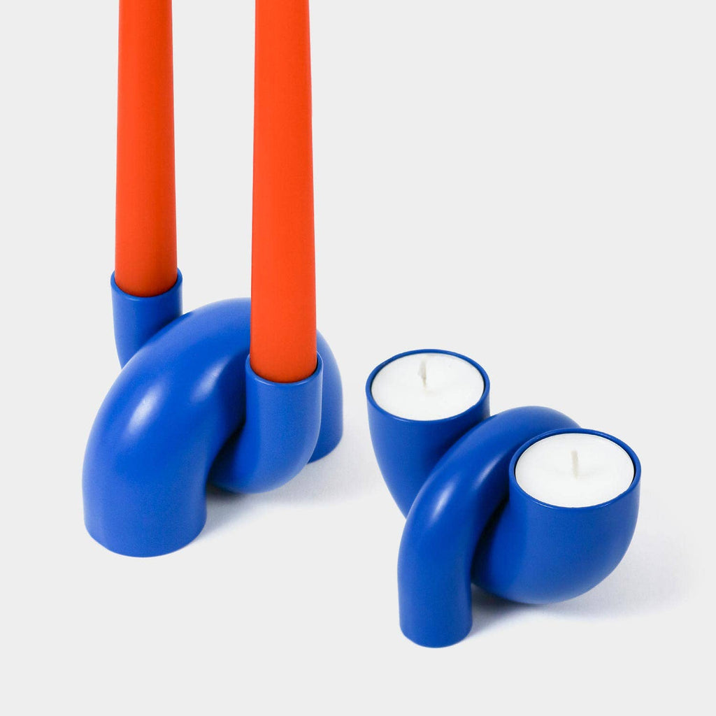 Macaroni 2-in-1 Candleholder - Tapers & Tealights - Blue