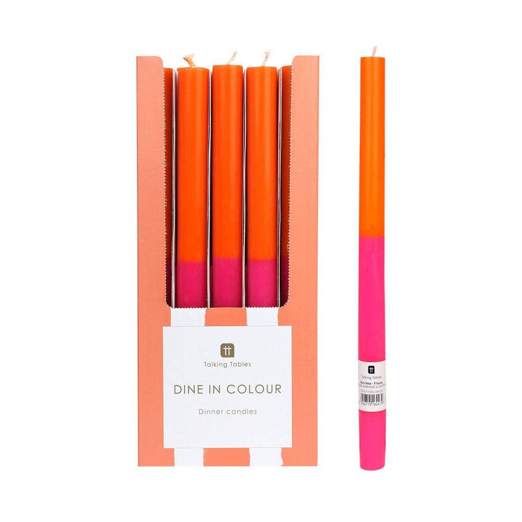 Orange & Pink Straight Dinner Candles - Display