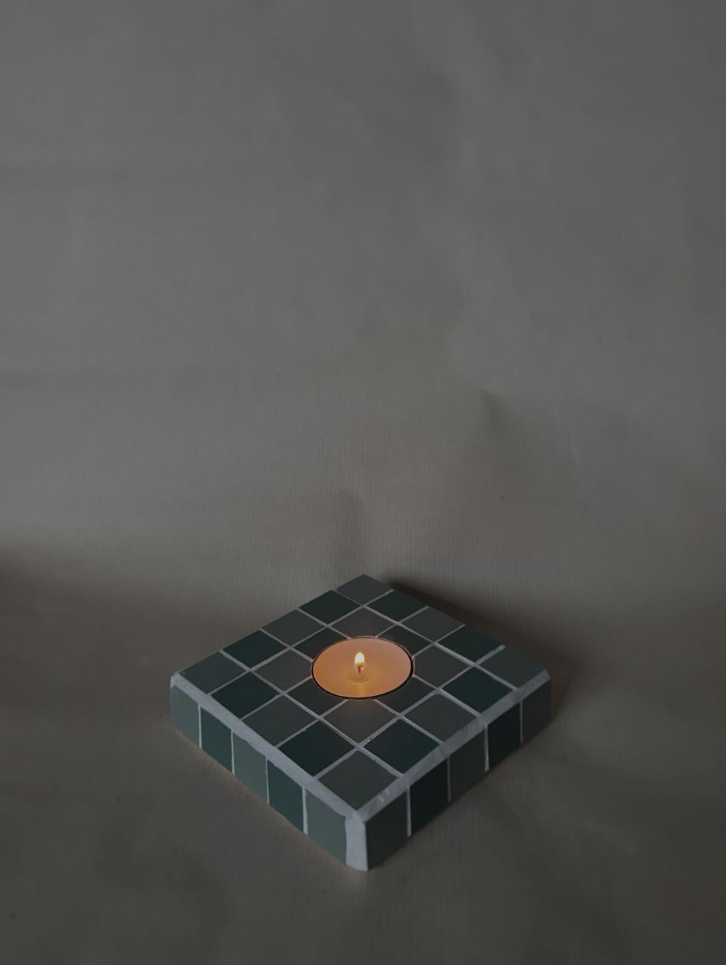 Reversible mosaic coaster-candle holder