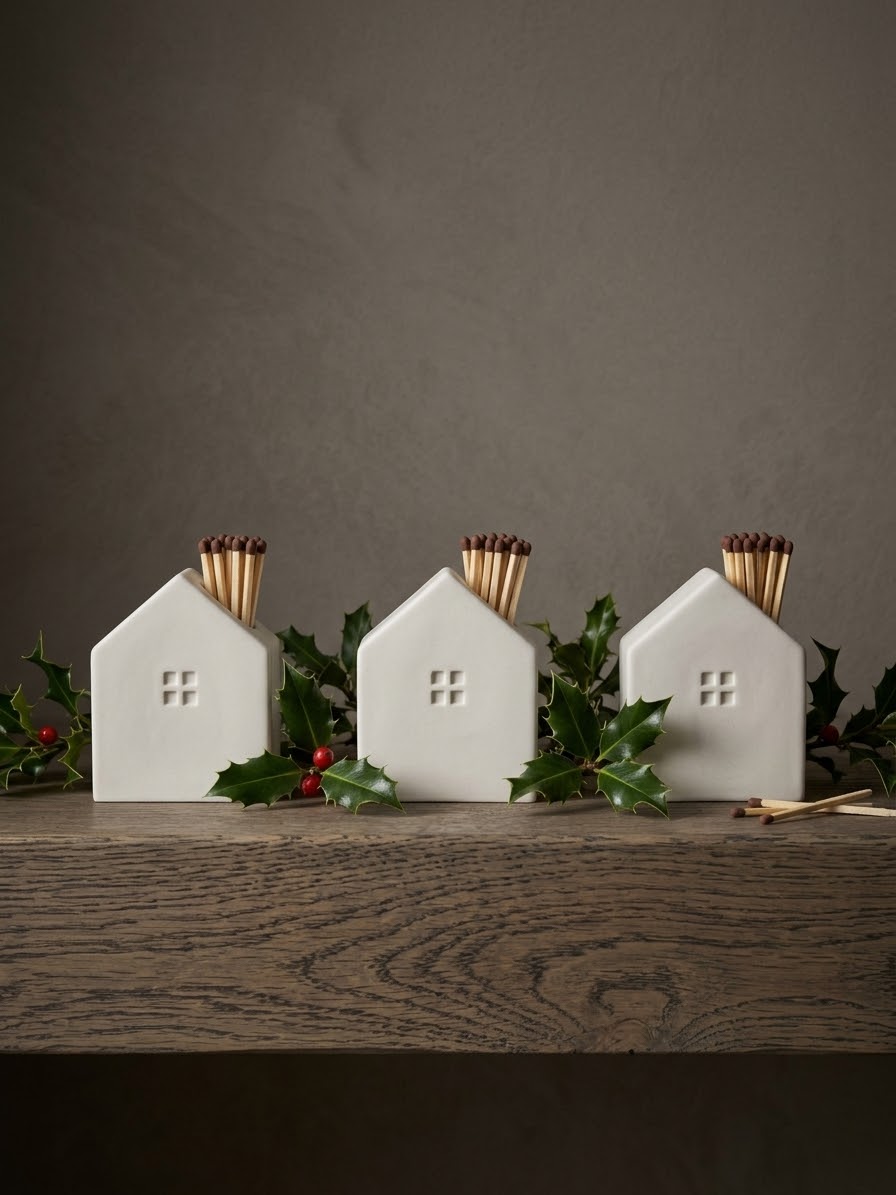 House shaped match stick holder