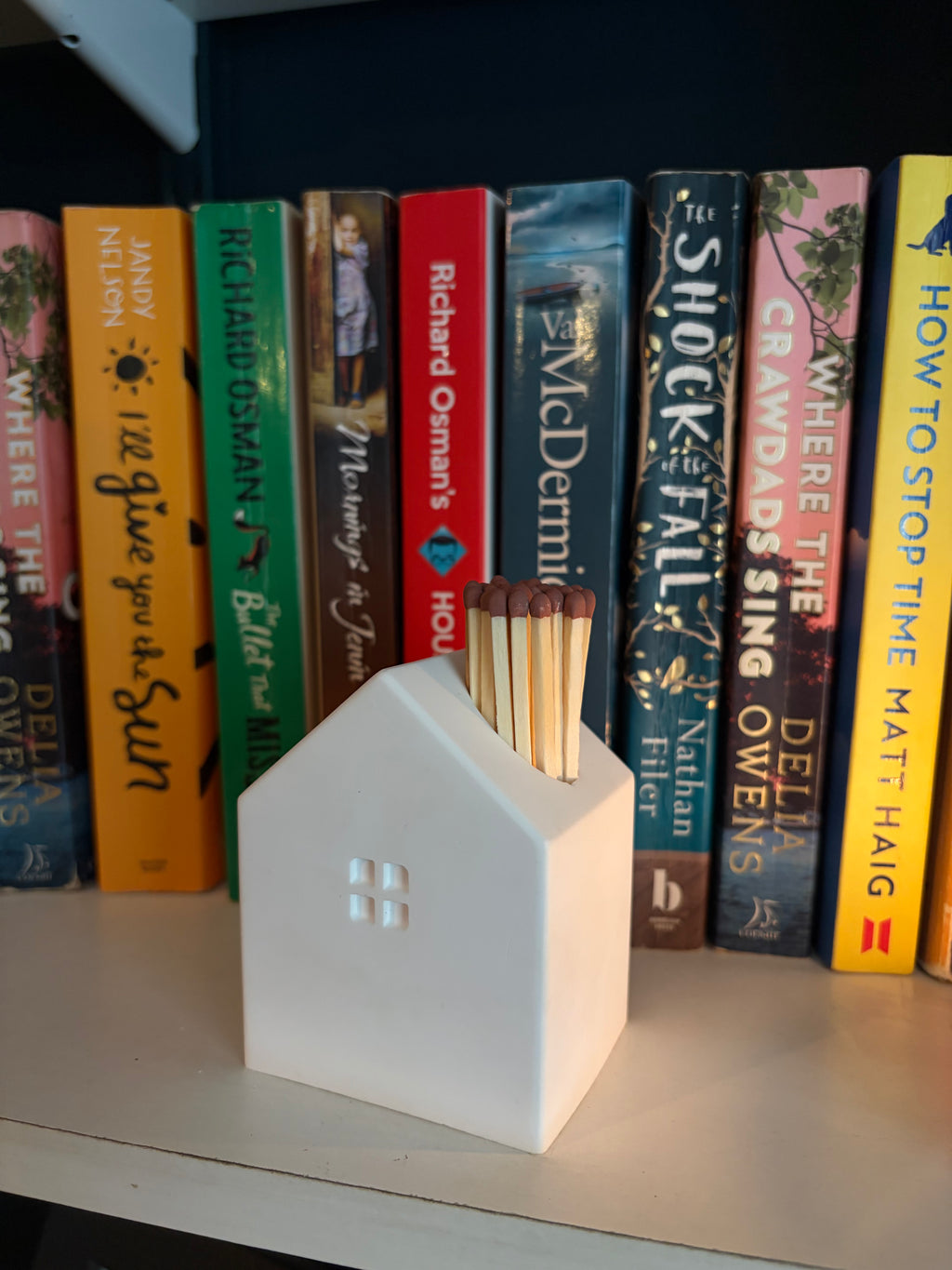 House shaped match stick holder