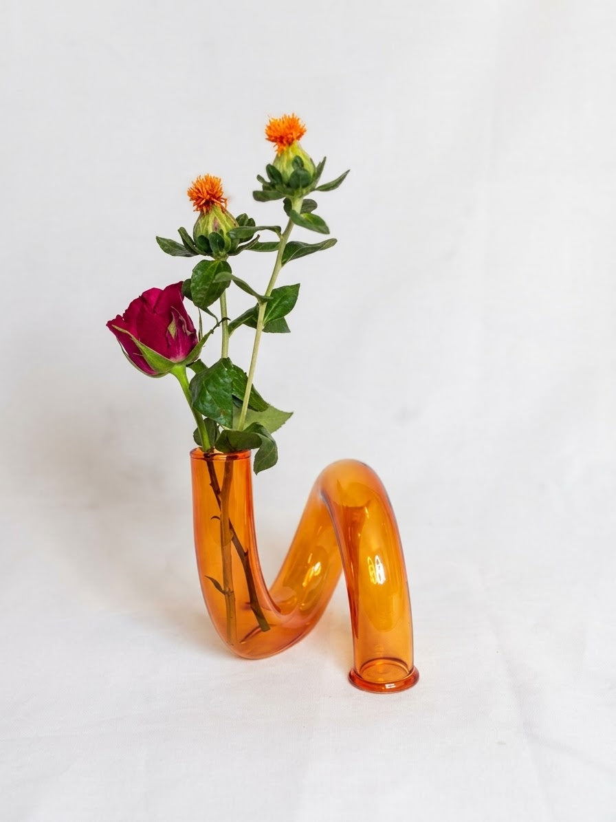 Twist Flower Vase: Orange