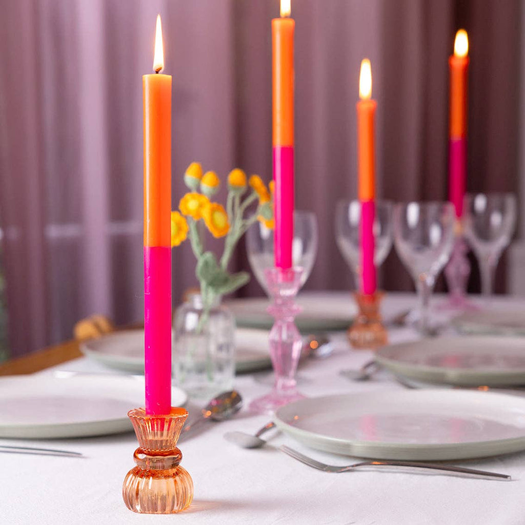 Orange & Pink Straight Dinner Candles - Display